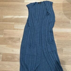 Long blue sweater vest size medium